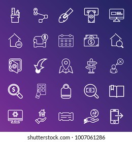 Business outline vector icon set on gradient background
