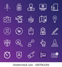 Business outline vector icon set on gradient background