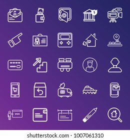 Business outline vector icon set on gradient background