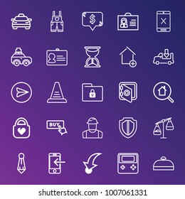 Business outline vector icon set on gradient background