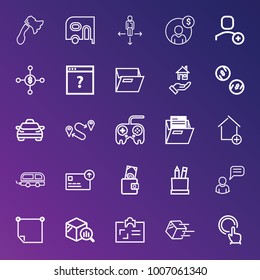 Business outline vector icon set on gradient background