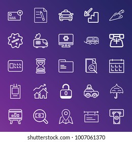 Business outline vector icon set on gradient background