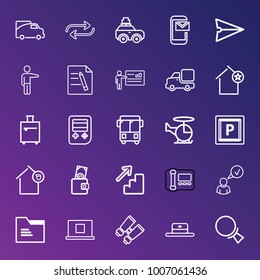 Business outline vector icon set on gradient background