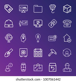 Business outline vector icon set on gradient background