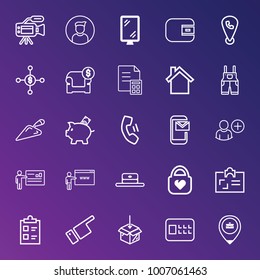 Business outline vector icon set on gradient background