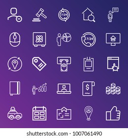 Business outline vector icon set on gradient background