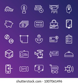 Business outline vector icon set on gradient background