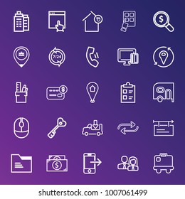 Business outline vector icon set on gradient background