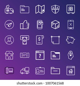 Business outline vector icon set on gradient background