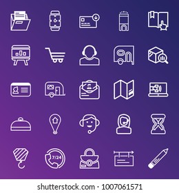 Business outline vector icon set on gradient background