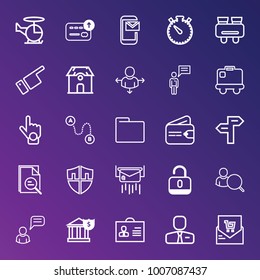 Business outline vector icon set on gradient background
