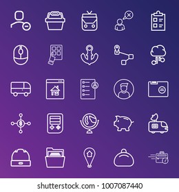 Business outline vector icon set on gradient background