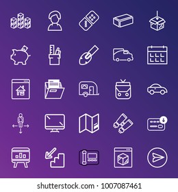 Business outline vector icon set on gradient background