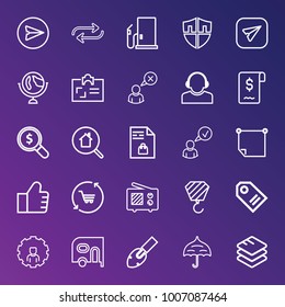 Business outline vector icon set on gradient background
