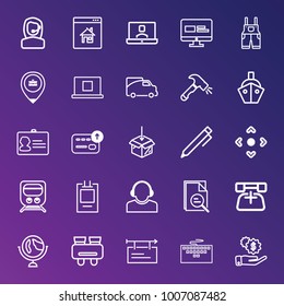 Business outline vector icon set on gradient background
