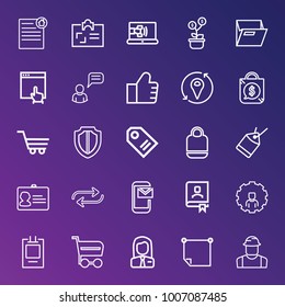 Business outline vector icon set on gradient background
