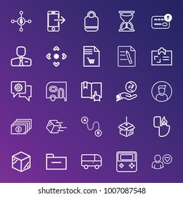 Business outline vector icon set on gradient background