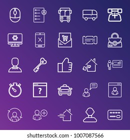Business outline vector icon set on gradient background