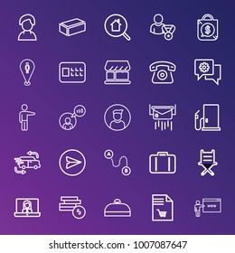 Business outline vector icon set on gradient background