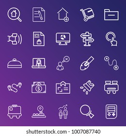 Business outline vector icon set on gradient background