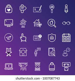 Business outline vector icon set on gradient background