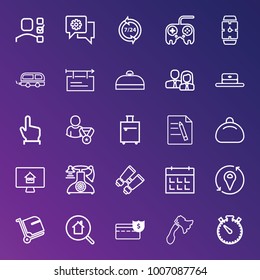 Business outline vector icon set on gradient background