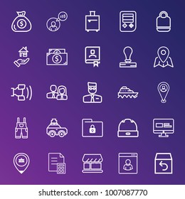 Business outline vector icon set on gradient background