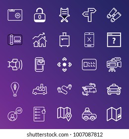 Business outline vector icon set on gradient background