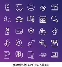 Business outline vector icon set on gradient background