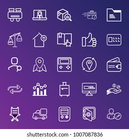 Business outline vector icon set on gradient background