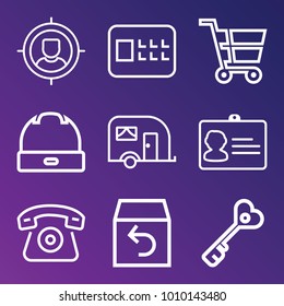 Business outline vector icon set on gradient background