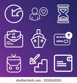 Business outline vector icon set on gradient background