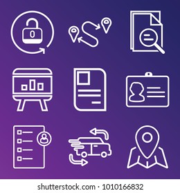 Business outline vector icon set on gradient background