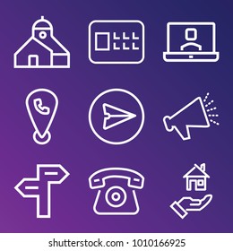 Business outline vector icon set on gradient background