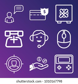 Business outline vector icon set on gradient background