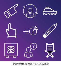 Business outline vector icon set on gradient background