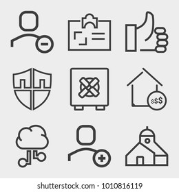 Business outline vector icon set on light gray background
