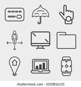 Business outline vector icon set on light gray background