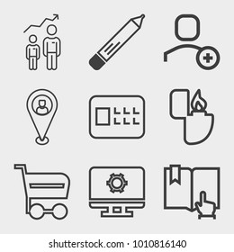 Business outline vector icon set on light gray background