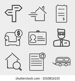 Business outline vector icon set on light gray background