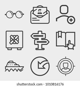 Business outline vector icon set on light gray background