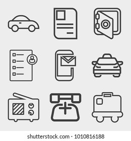 Business outline vector icon set on light gray background