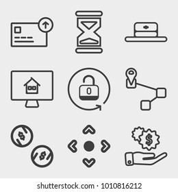 Business outline vector icon set on light gray background