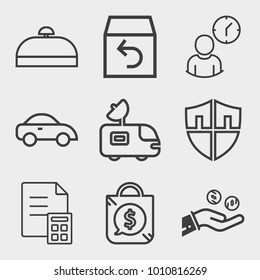 Business outline vector icon set on light gray background