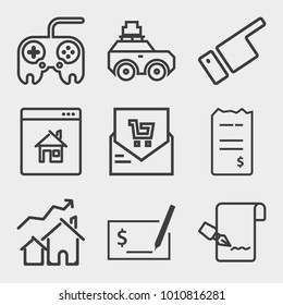 Business outline vector icon set on light gray background