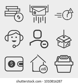 Business outline vector icon set on light gray background