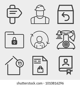 Business outline vector icon set on light gray background