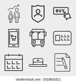 Business outline vector icon set on light gray background