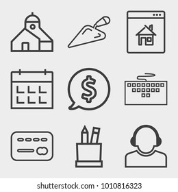 Business outline vector icon set on light gray background