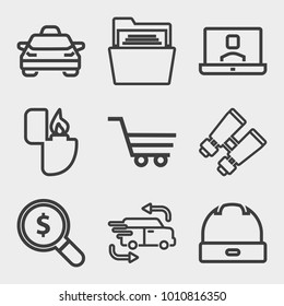 Business outline vector icon set on light gray background